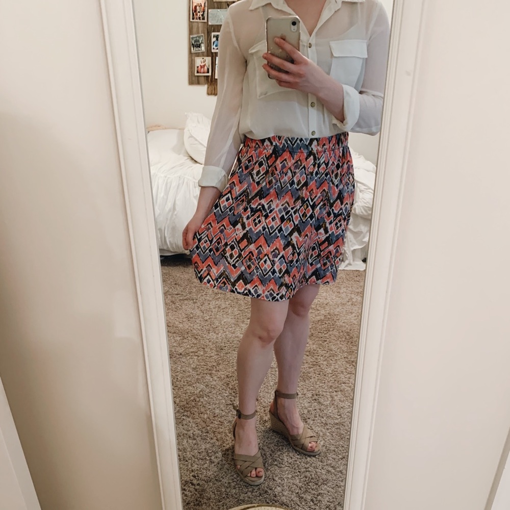 Multi color peach and grey blue skirt
